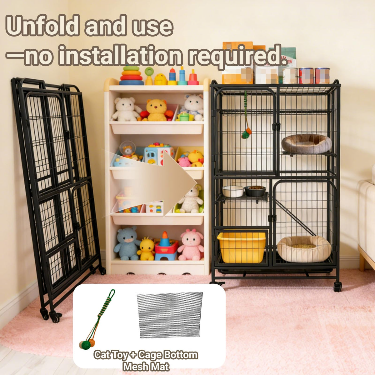 Collapsible Metal Wire Cat Cage H436693