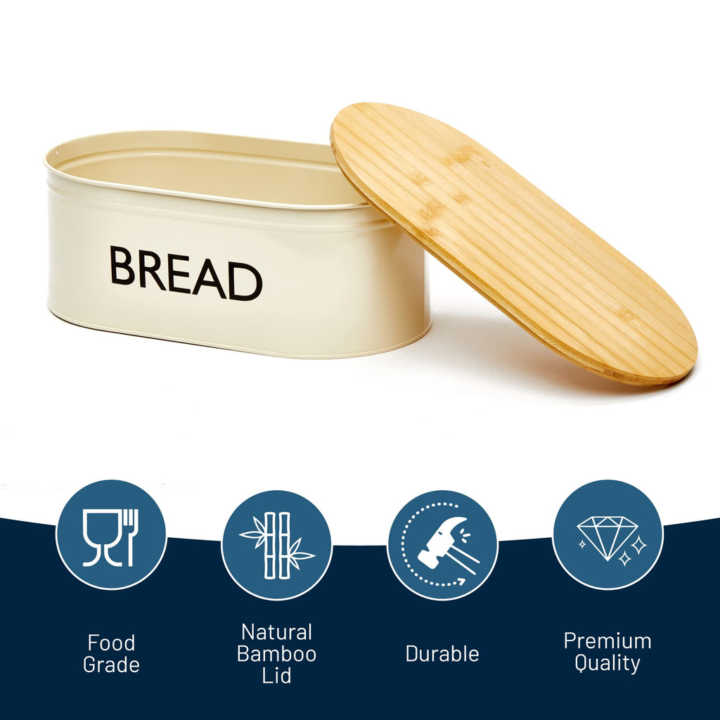 Metal Bread Box with Bamboo Lid Q2450