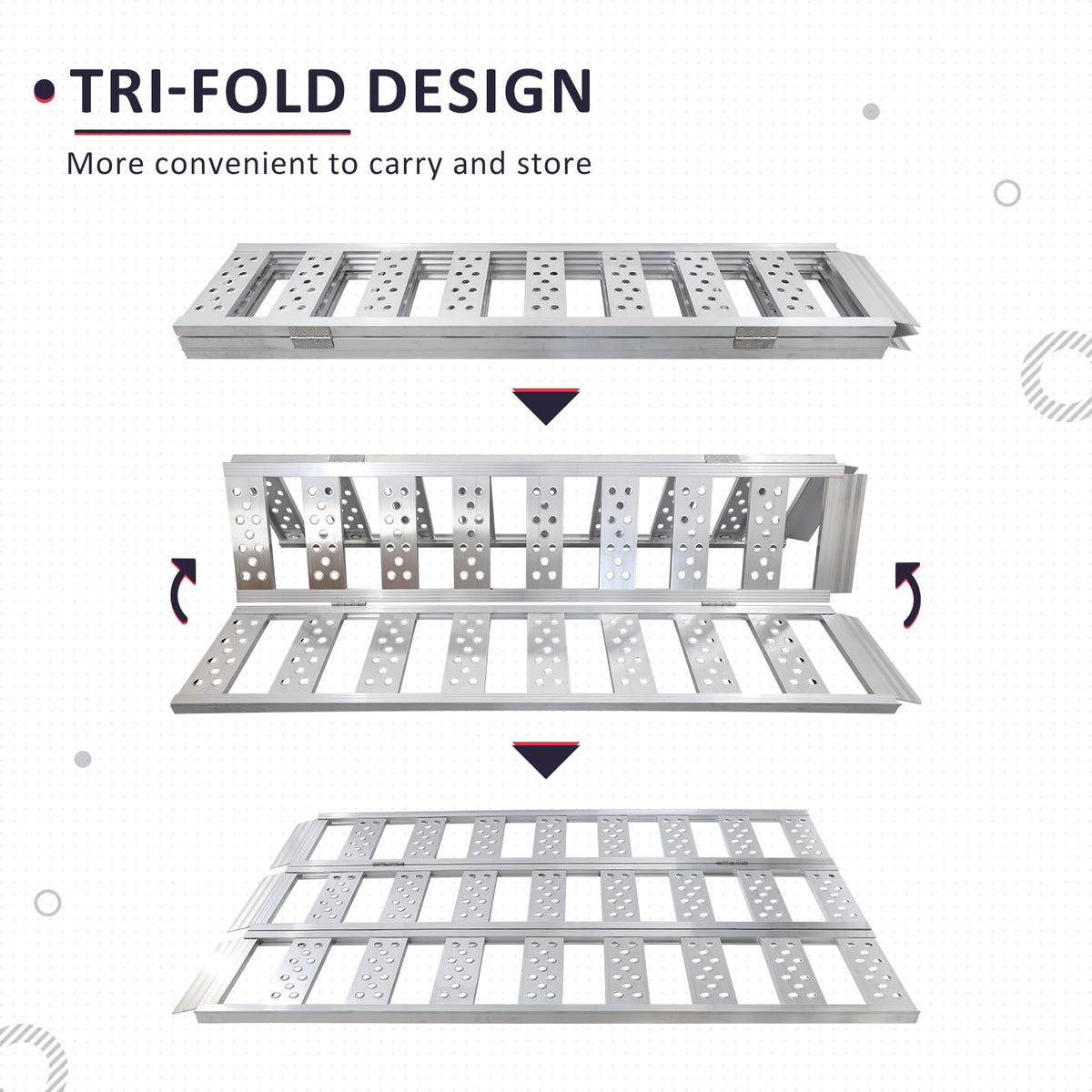 Full Width Aluminum Tri-Fold Loading Ramps with Treads Z84820
