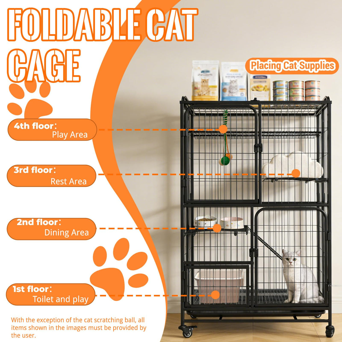 Collapsible Metal Wire Cat Cage H436693