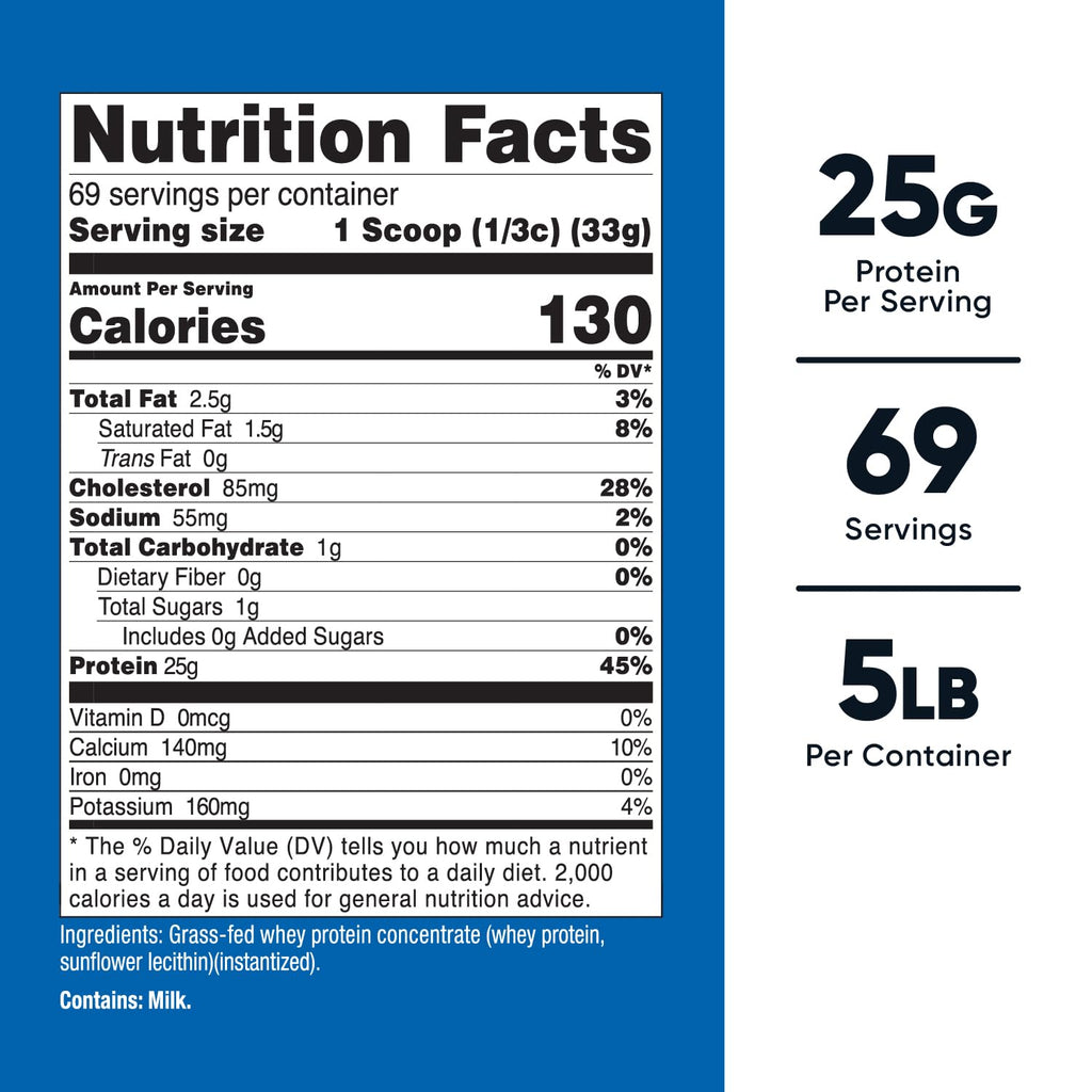 Grass-Fed Whey Protein Concentrate 5LBS S73895