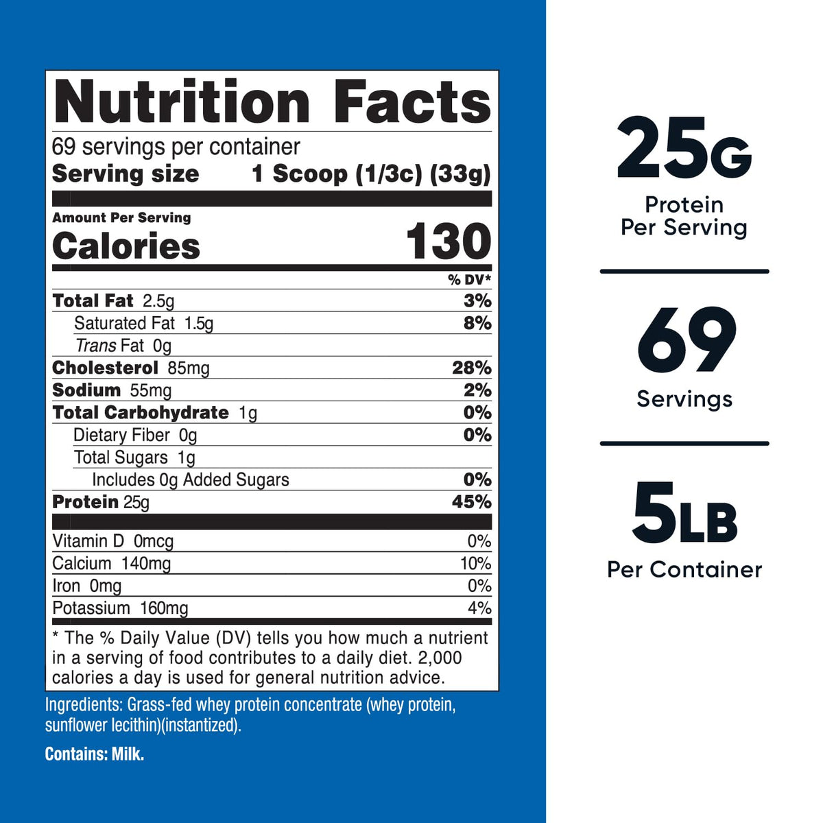 Grass-Fed Whey Protein Concentrate 5LBS S73895