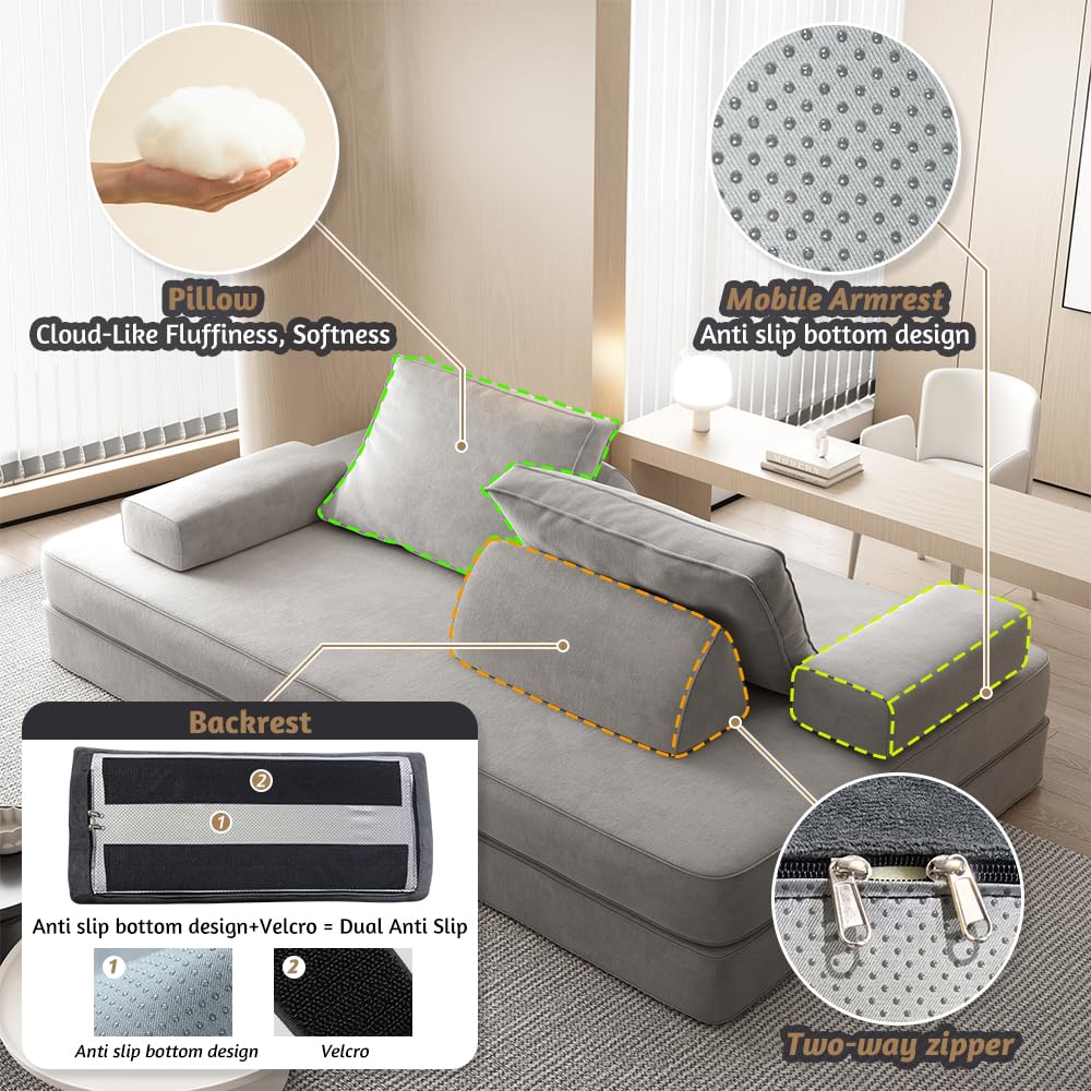 Light Gray Convertible Sofa Bed A411644