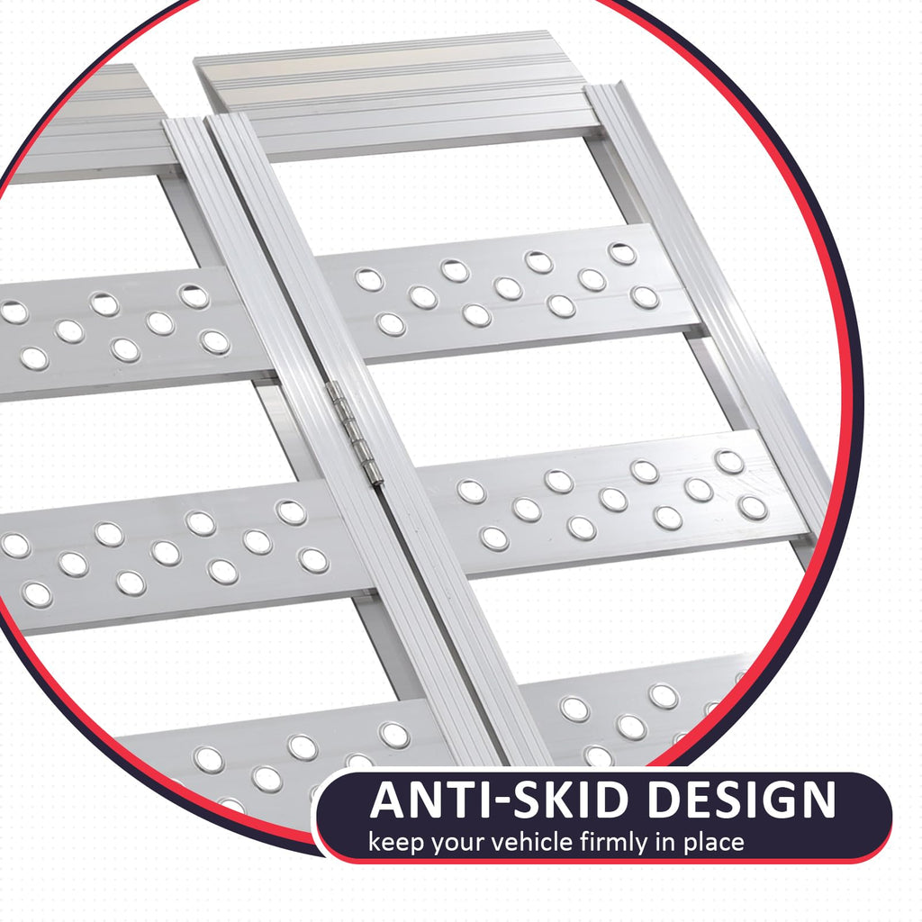Full Width Aluminum Tri-Fold Loading Ramps with Treads Z84820