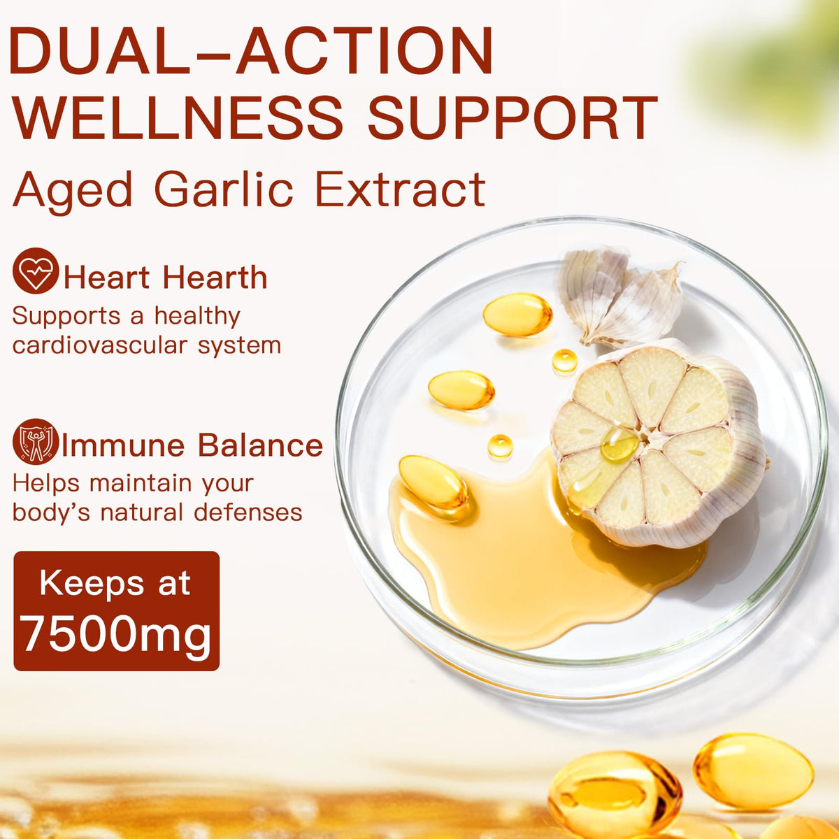 7500mg Organic Garlic Capsules Supplement, Vegetarian, Non-GMO, 300 Count X1627