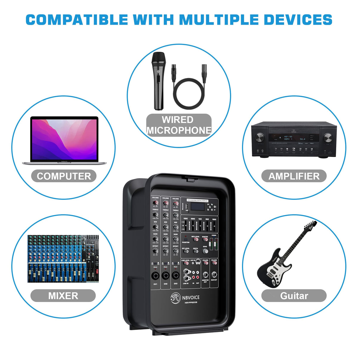 Portable All-in-One 2-Way PA System with 8-Channel Mixer L86122