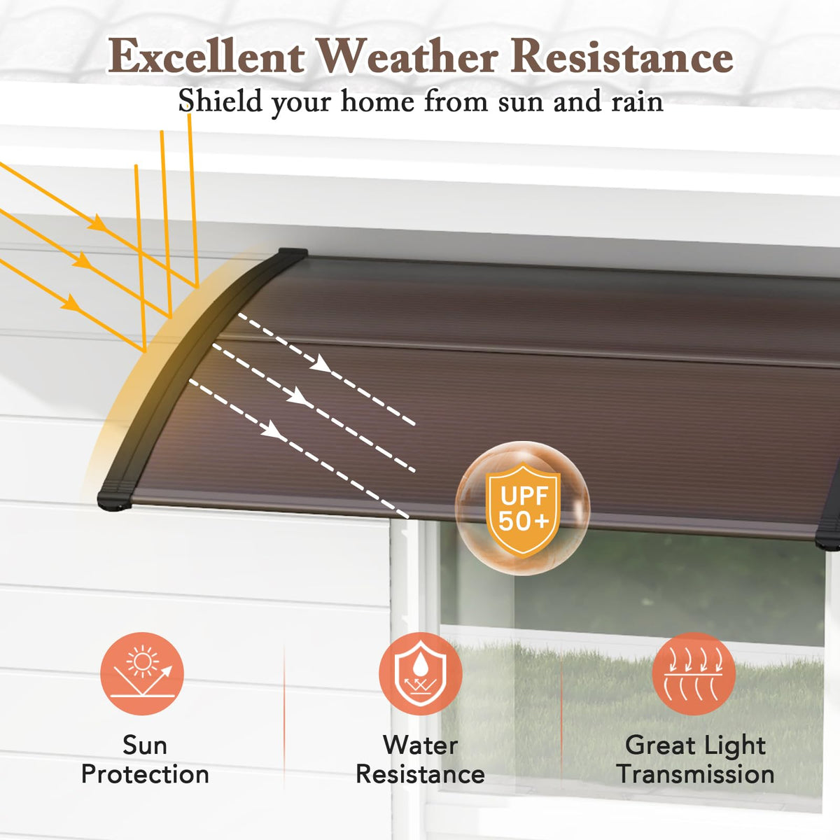 46" x 38" Polycarbonate Door Awning Canopy W425614