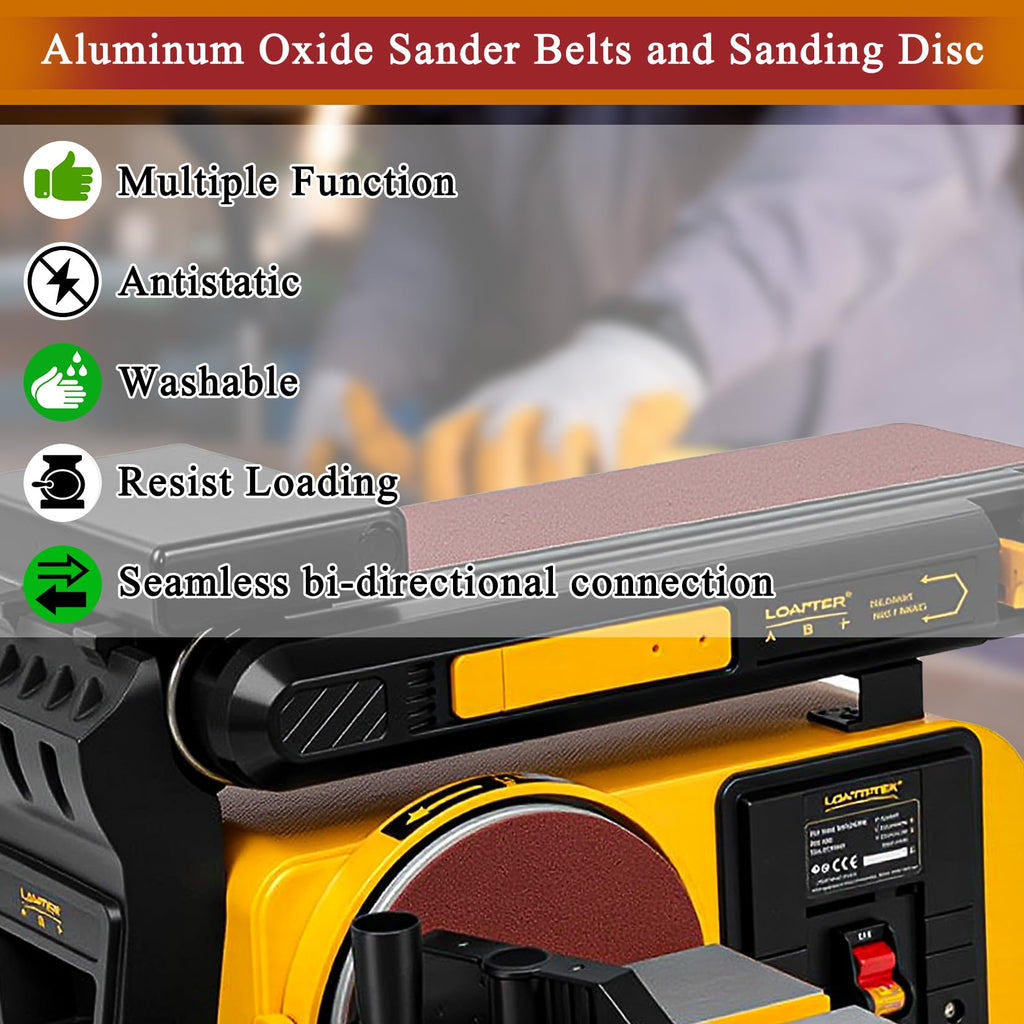 4 x 36 inch 11 Pc Sanding Belts and 6" Self Stick Sanding Disc Set B705
