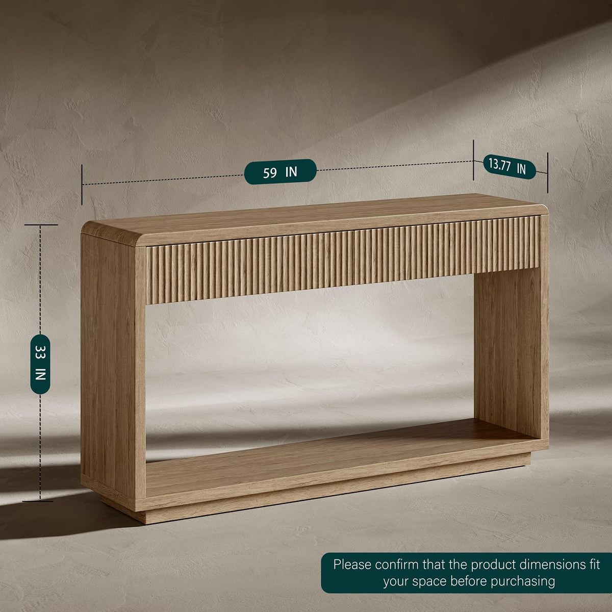 59'' Oak Console Table with Drawers V656