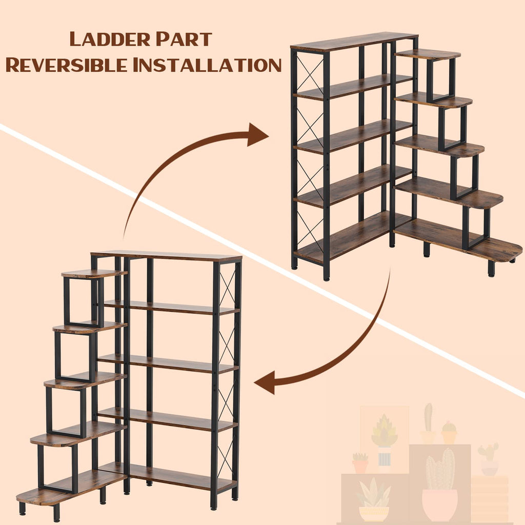 Large Reversible 5 Tier Corner Bookshelf V8337