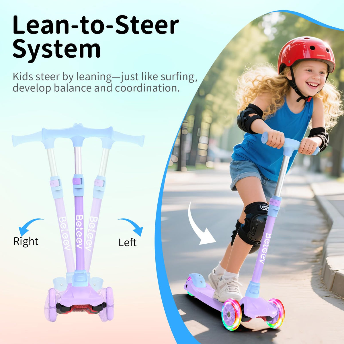 3 Wheel Kick Scooter with Light up Wheels A86193