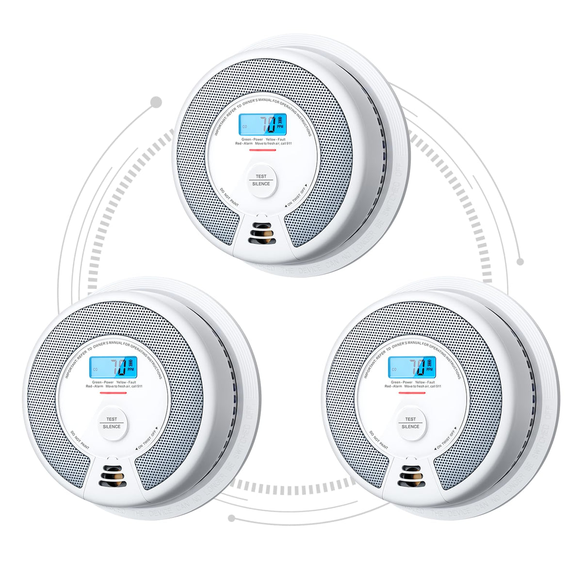 Interconnected Smoke and CO Detector 3-Pack G363