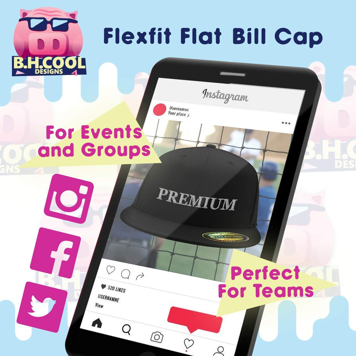 Flat Bill Fitted Hat X4032