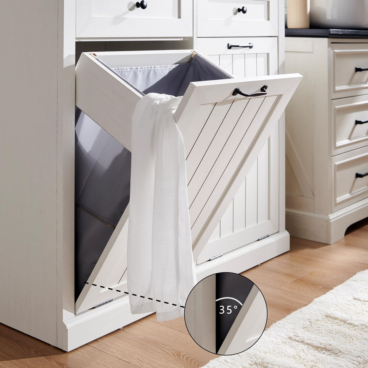 Double Tilt Out Wood Trash Cabinet Antique White Q65963
