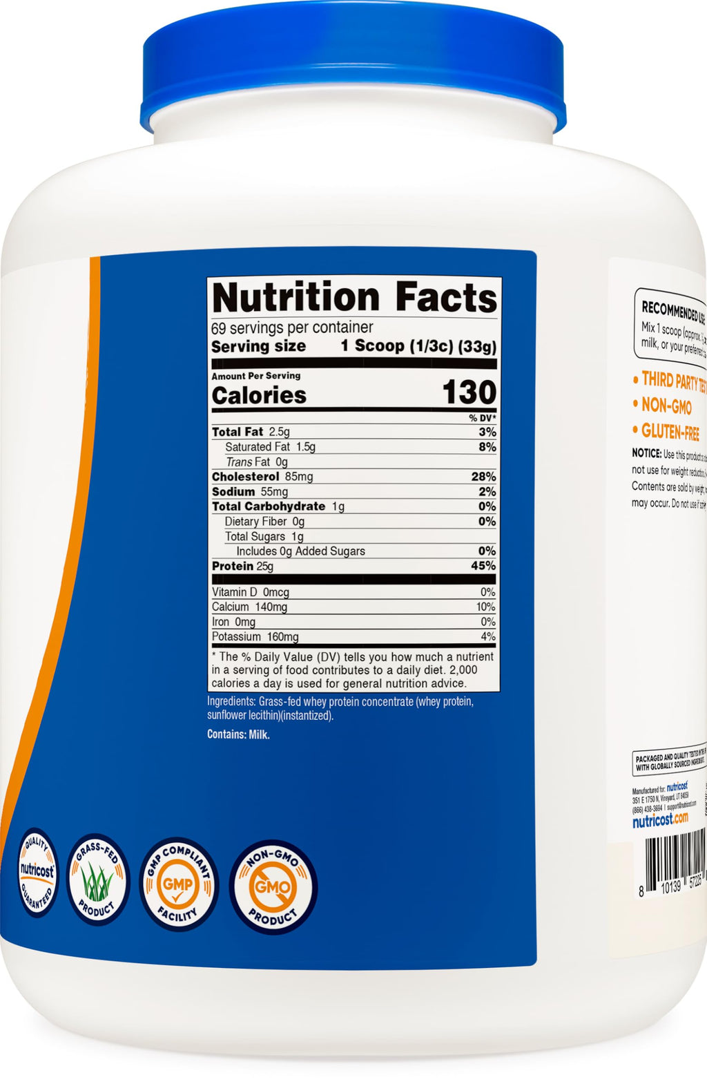 Grass-Fed Whey Protein Concentrate 5LBS S73895