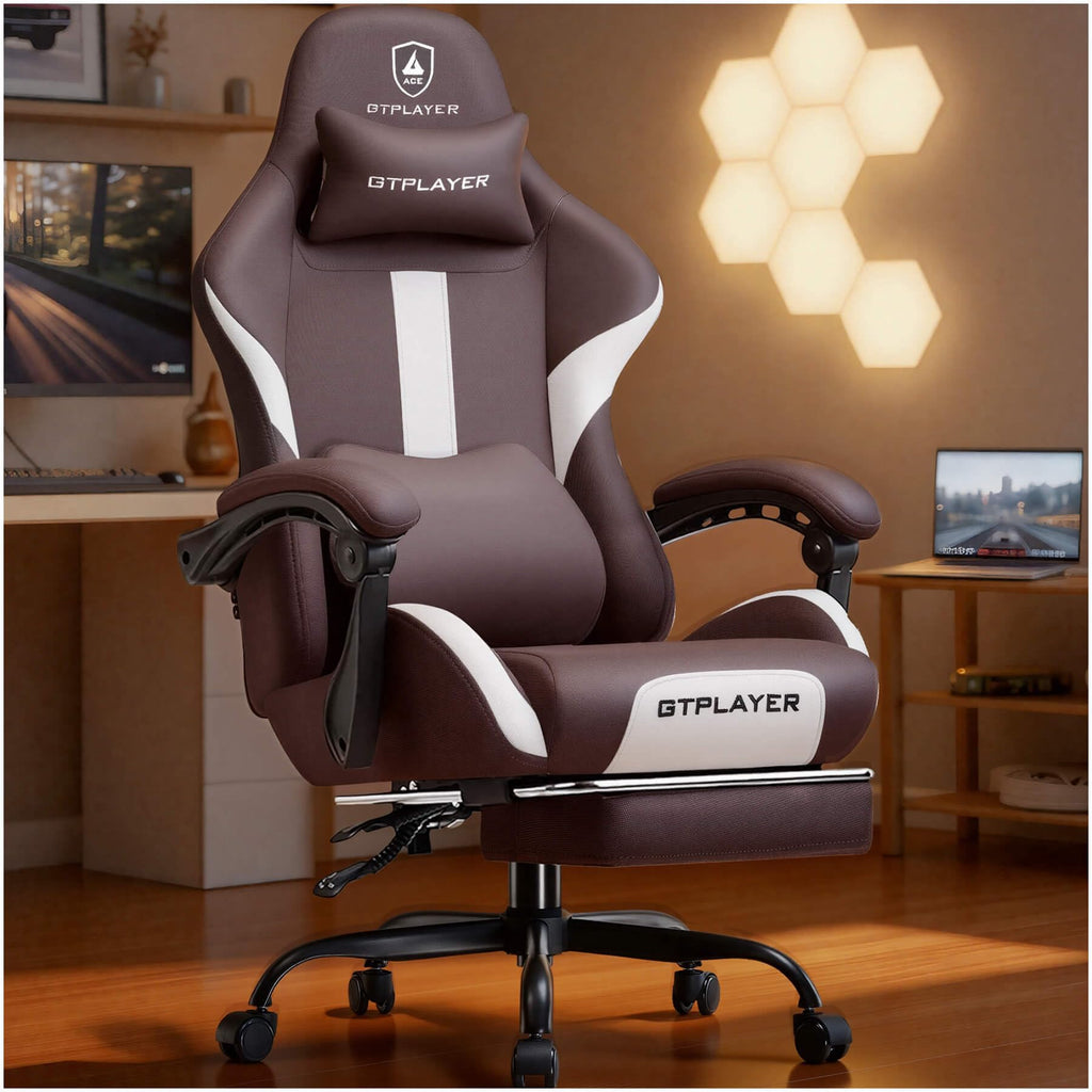 Brown Ergonomic Gaming Chair with Foot Rest R6941