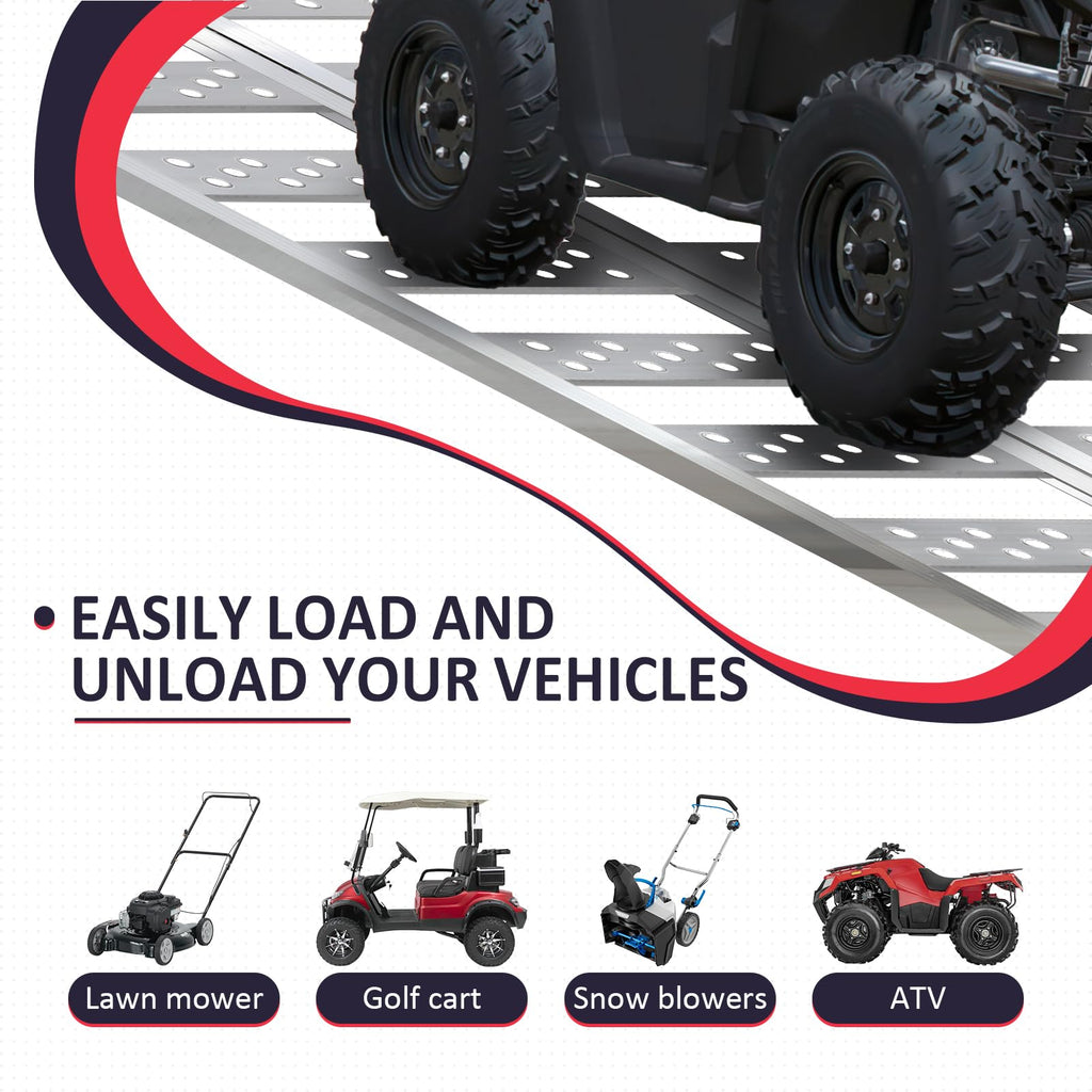 Full Width Aluminum Tri-Fold Loading Ramps with Treads Z84820