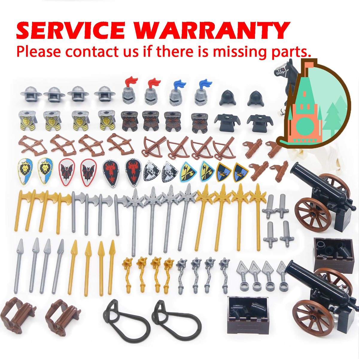 Building Block Medieval Weapon Armor Swords Helmet Horse G43943