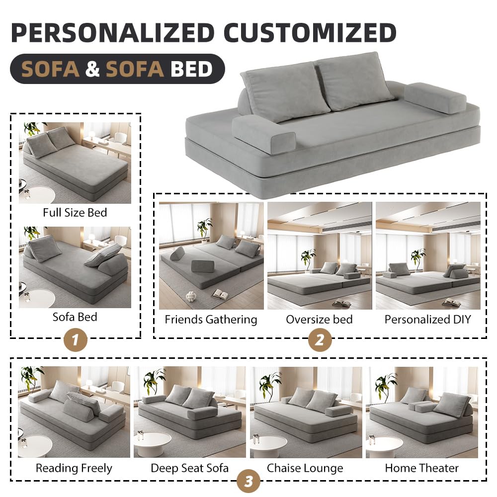 Light Gray Convertible Sofa Bed A411644