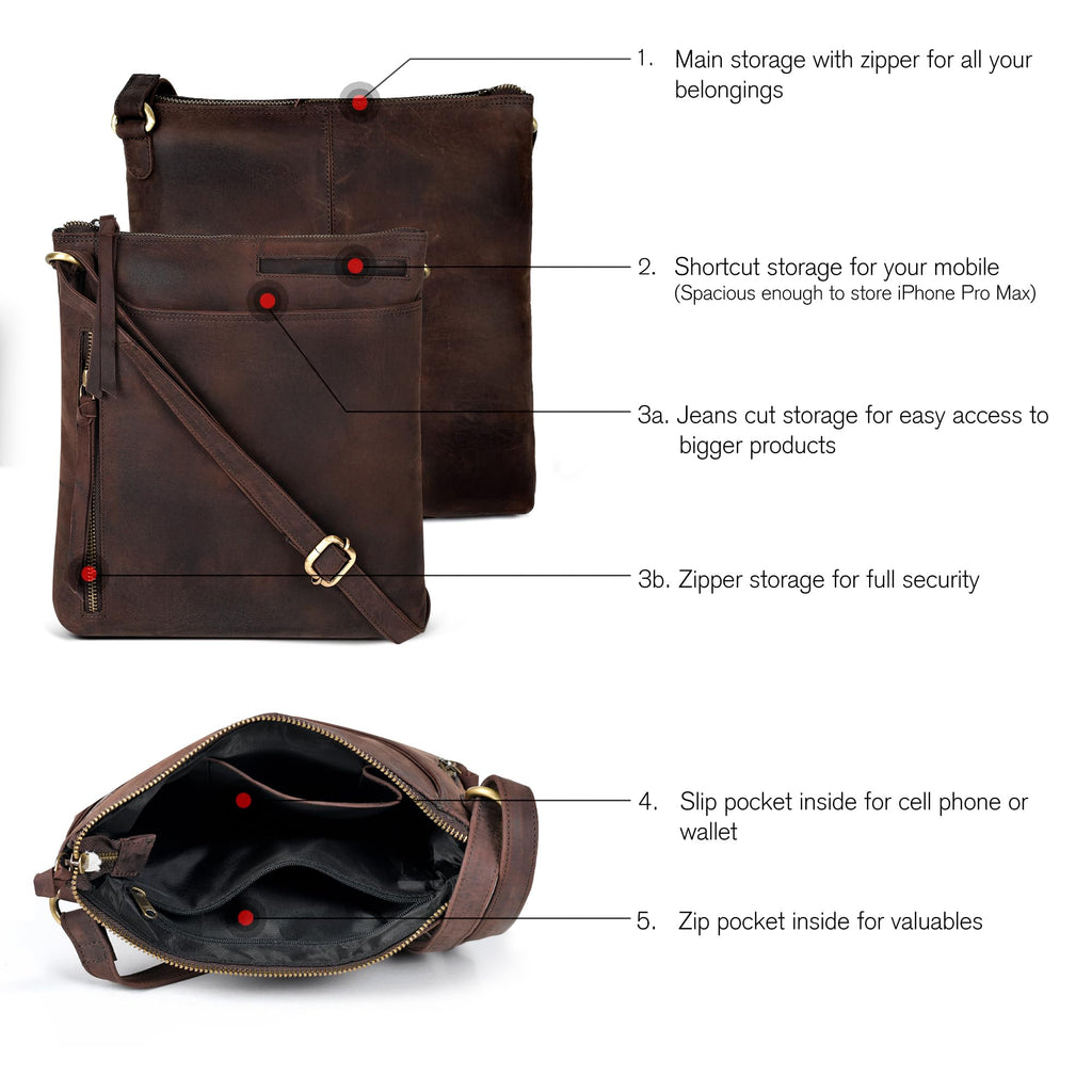 Leather Crossbody Bags for Women F6366