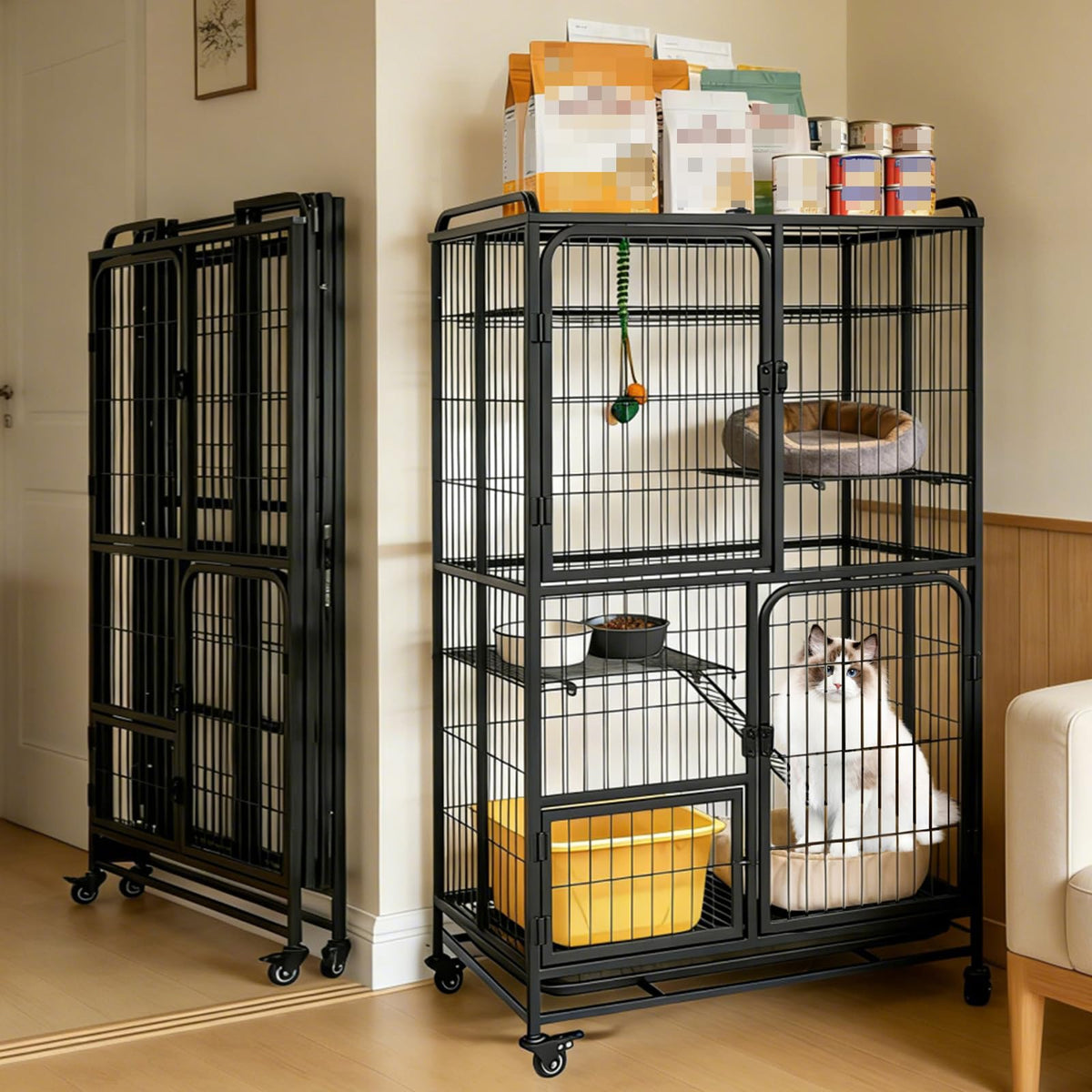 Collapsible Metal Wire Cat Cage H436693