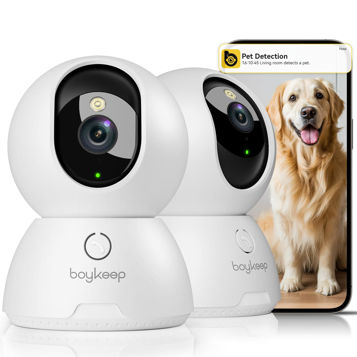 2K Indoor Security Camera 2-Pack with Night Vision F2058