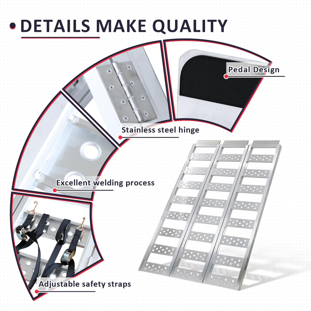 Full Width Aluminum Tri-Fold Loading Ramps with Treads Z84820