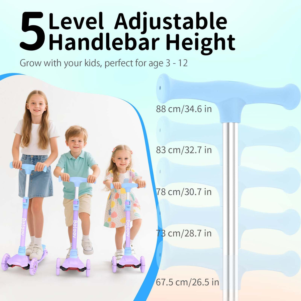 3 Wheel Kick Scooter with Light up Wheels A86193