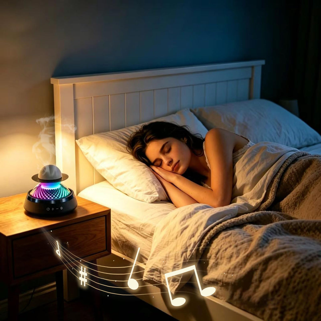 Black Portable Bluetooth Speaker with LED Night Light and Essential Oil Diffuser Z687545