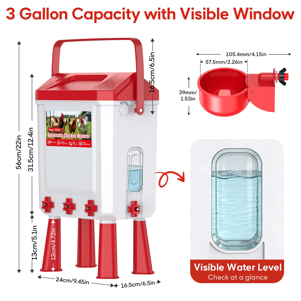 Automatic Chicken Waterer with Float Valve, 3 Gallons Q8668