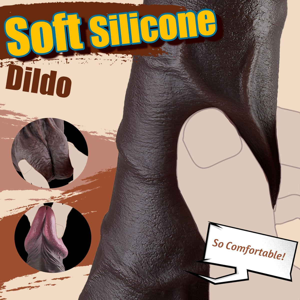 12" Thick Black Dildo J8621