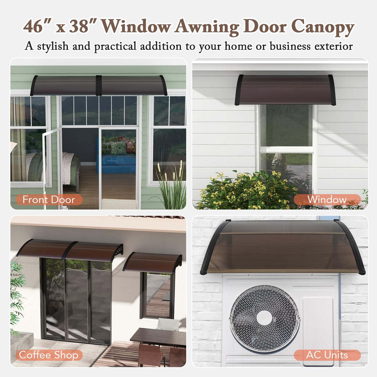 46" x 38" Polycarbonate Door Awning Canopy W425614