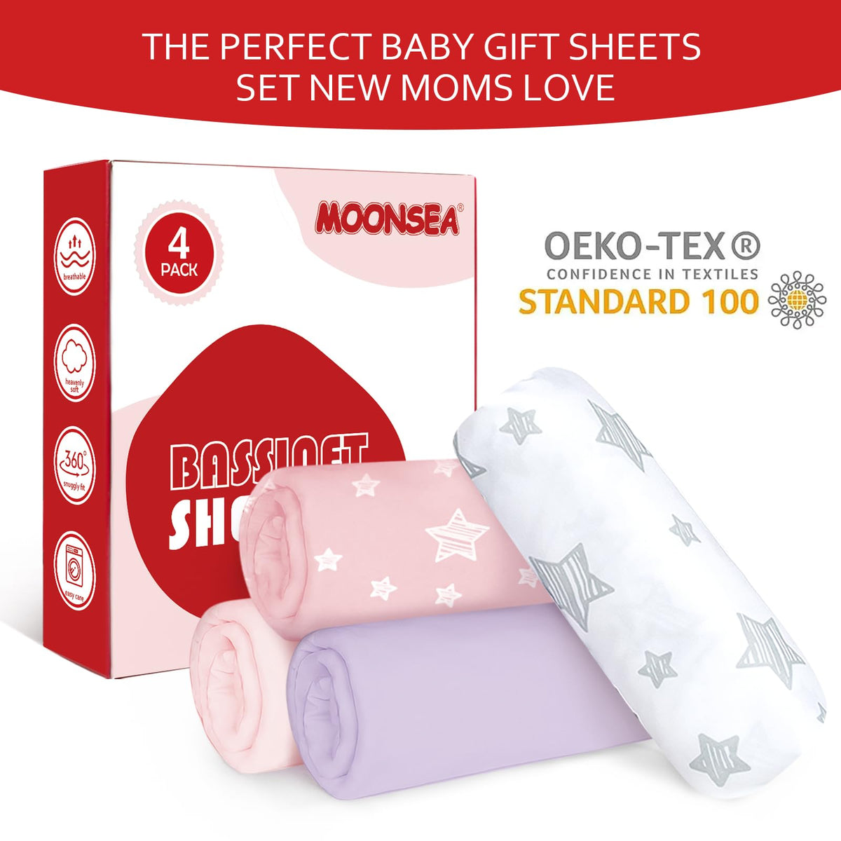 Pink 4 Pack Bassinet Sheets D633962