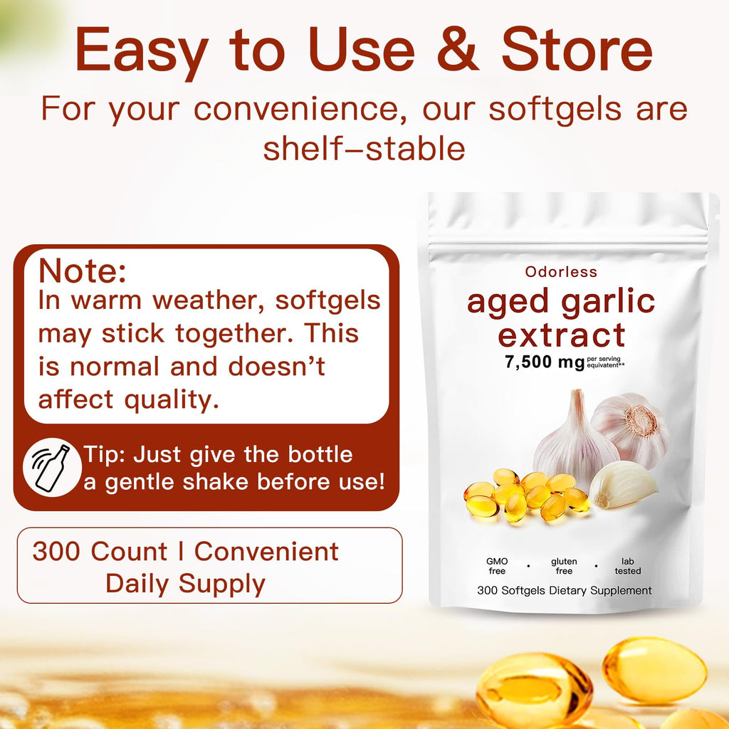7500mg Organic Garlic Capsules Supplement, Vegetarian, Non-GMO, 300 Count X1627