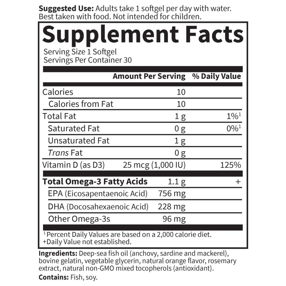 Orange 30 Softgels Omega 3 Fish Oil Supplement P5881