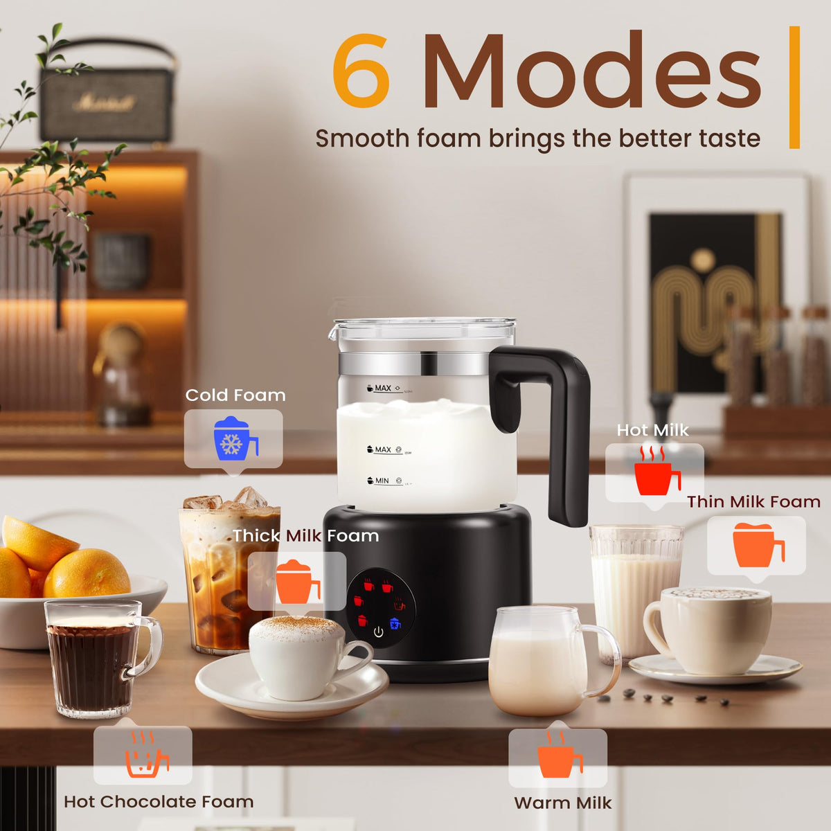 6 in 1 Electric Milk Frother and Steamer G550