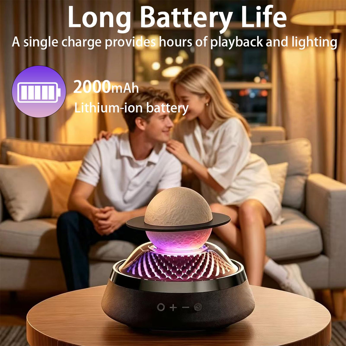 Black Portable Bluetooth Speaker with LED Night Light and Essential Oil Diffuser Z687545