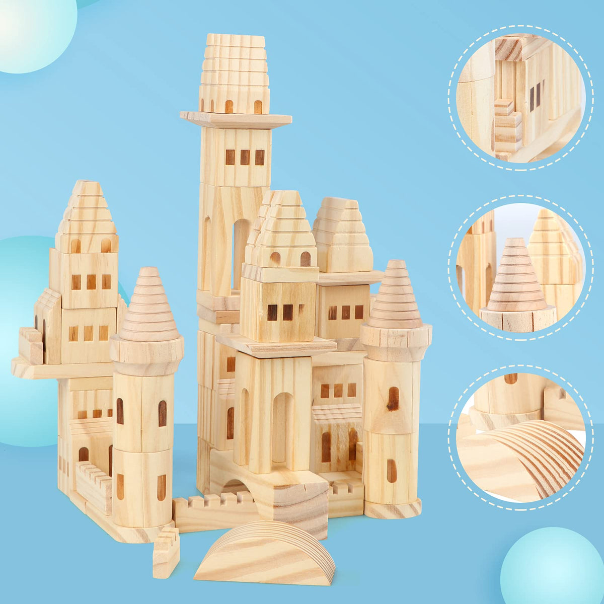 75 Pieces Wooden Castle Building Blocks B381