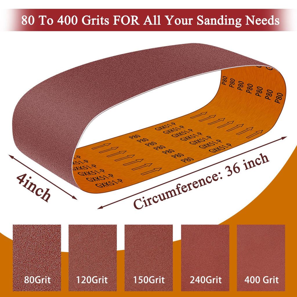 4 x 36 inch 11 Pc Sanding Belts and 6" Self Stick Sanding Disc Set B705