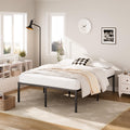 Queen Size Platform Bed Frame Steel Slat Support Black R2649