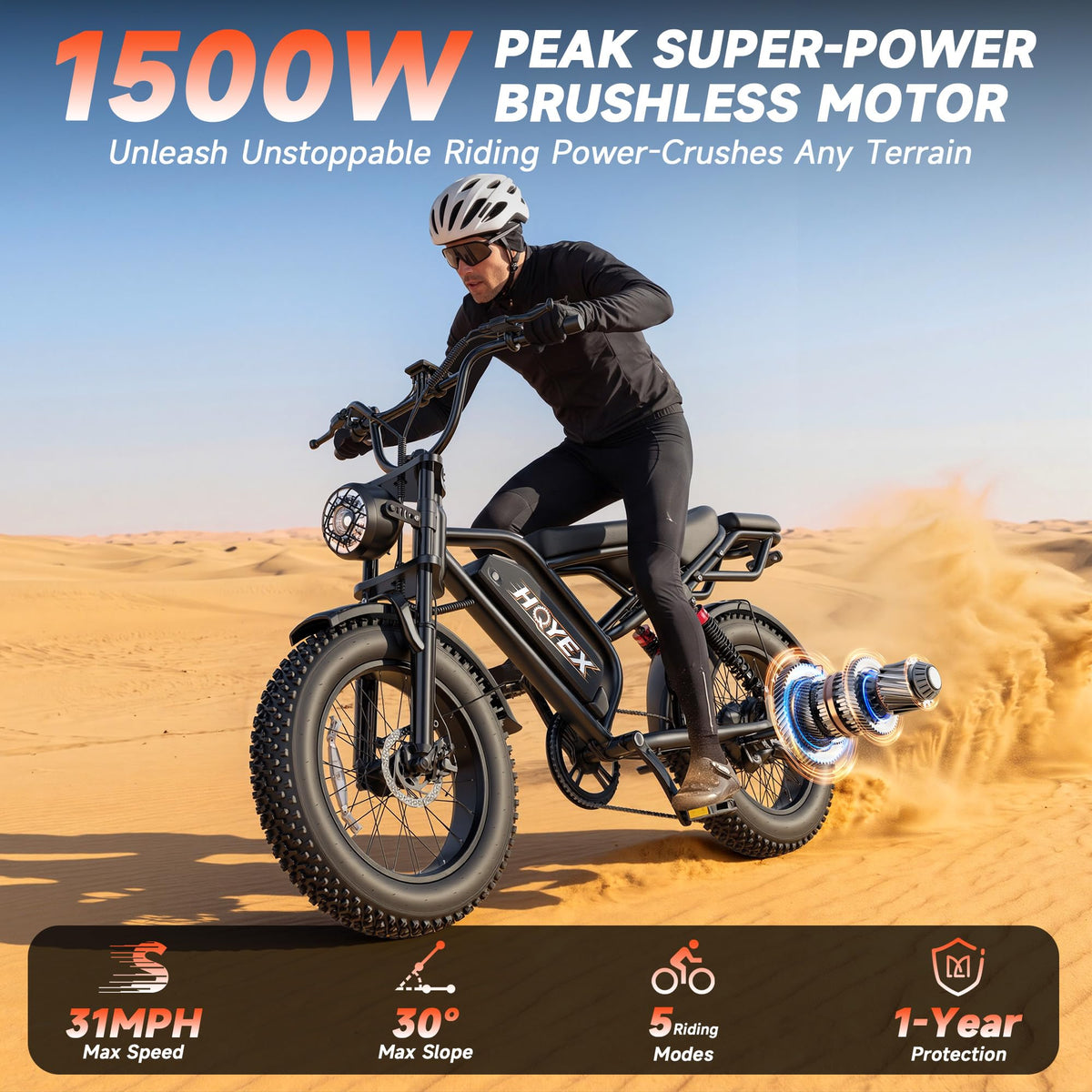 16/20" Fat Tire Electric Bike 1500W Peak Motor Removable Battery V730233