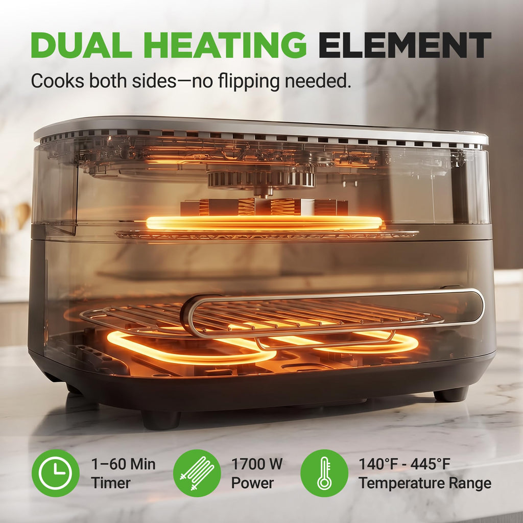 6 Quart Extra Large Air Fryer with 11-in-1 Cooking Presets Grey P996095