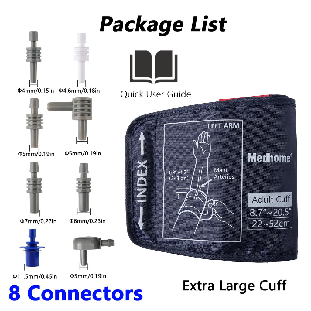 Extra Large Blood Pressure Cuff Upper Arm 8.7"-20.5" Replacement Cuff with 8 Connectors A8296