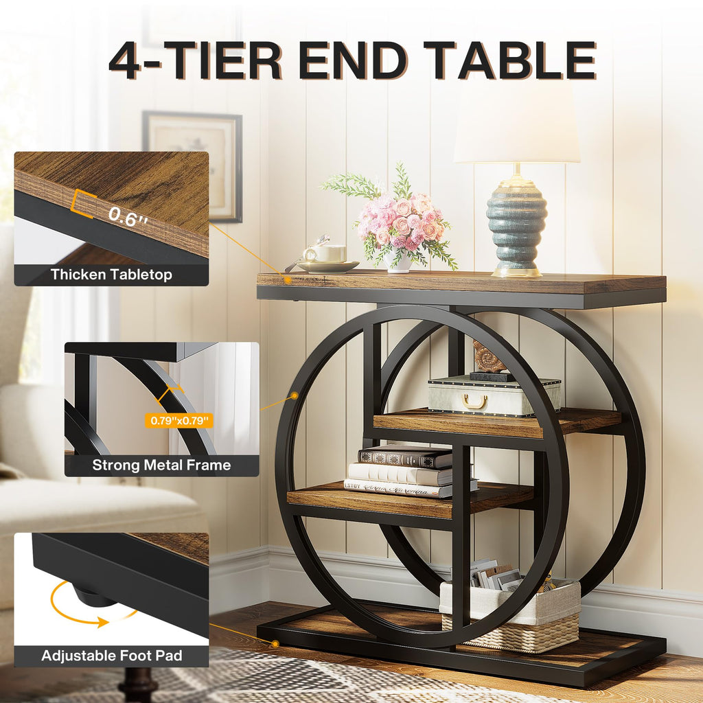 4-Tier Narrow Side Table with Storage Shelves M7473