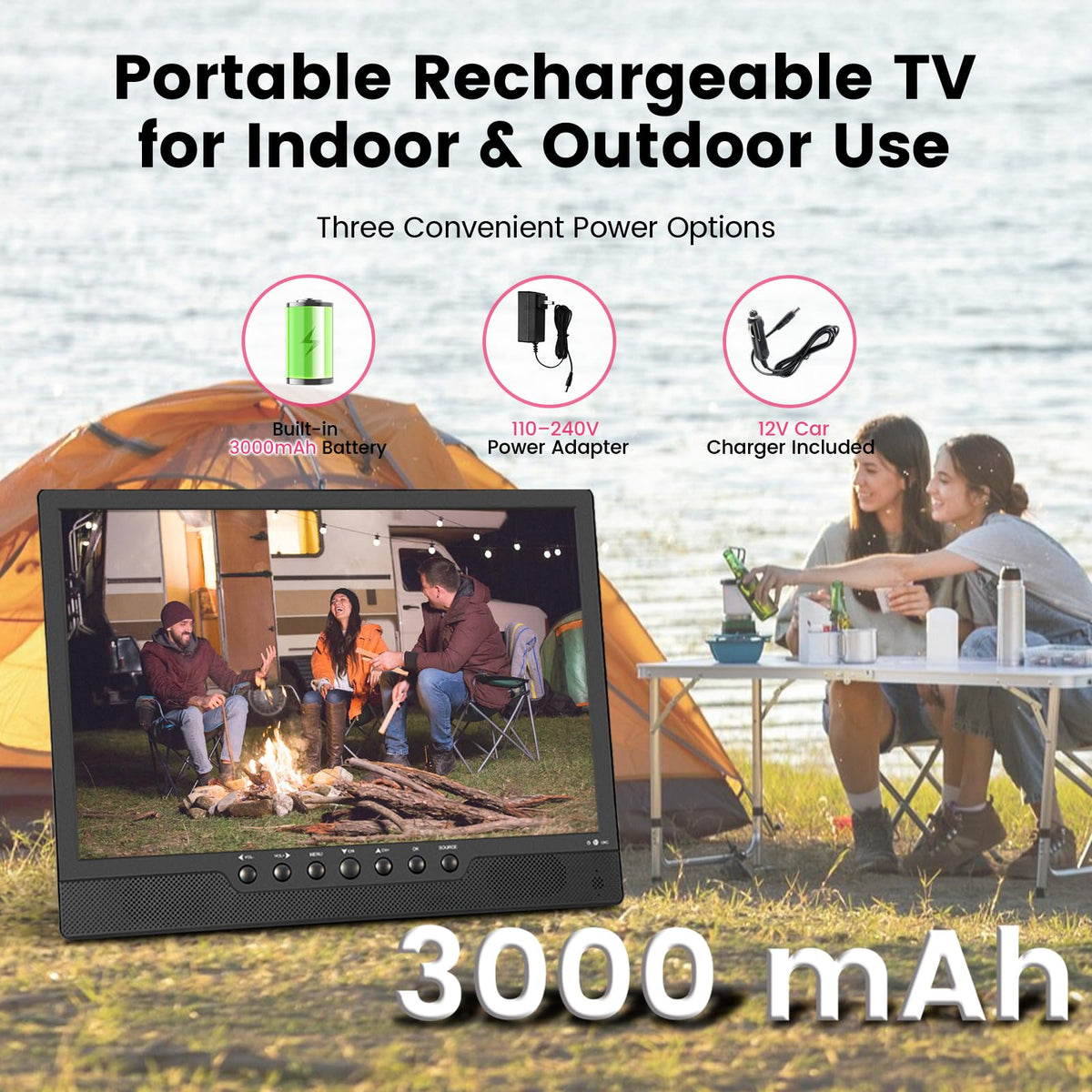 14 Inch Portable Rechargeable TV with Built-in Battery W1403