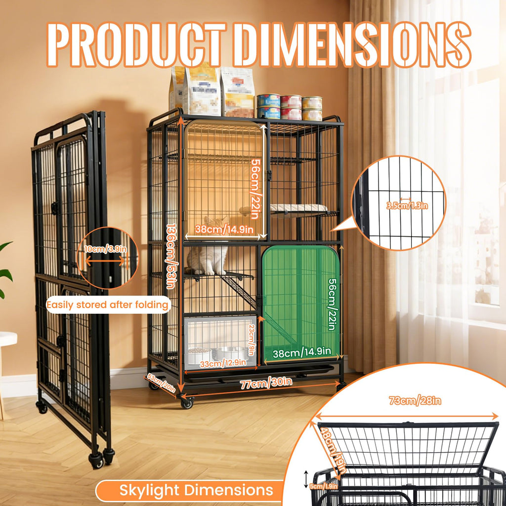 Collapsible Metal Wire Cat Cage H436693