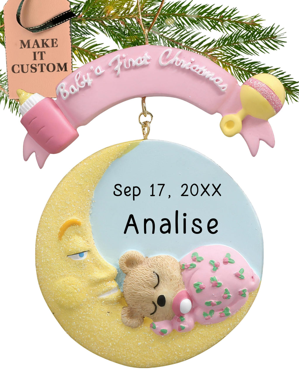 Pink Teddy Baby's First Christmas Ornament 2026 G5461