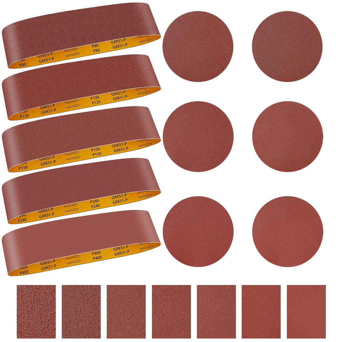 4 x 36 inch 11 Pc Sanding Belts and 6" Self Stick Sanding Disc Set B705