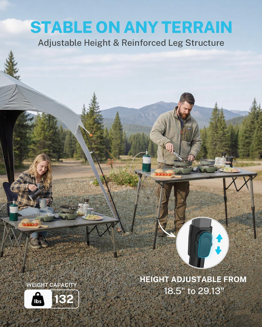 50" Aluminum Folding Camping Table V8388