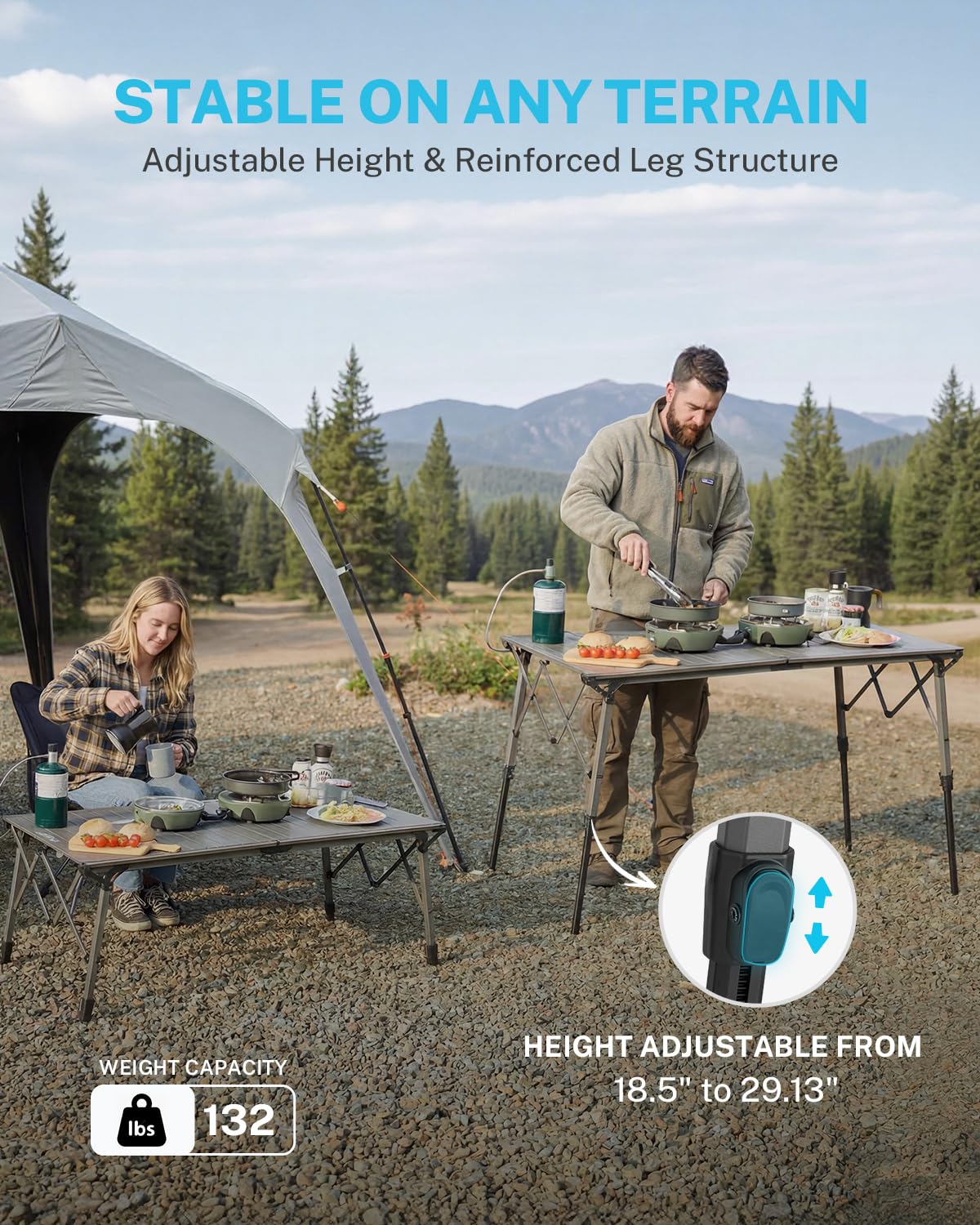 50" Aluminum Folding Camping Table V8388